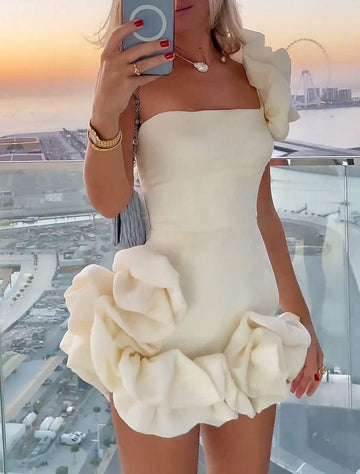 Sheath/Column Strapless Homecoming Party Short/Mini Dresses with Ruffles