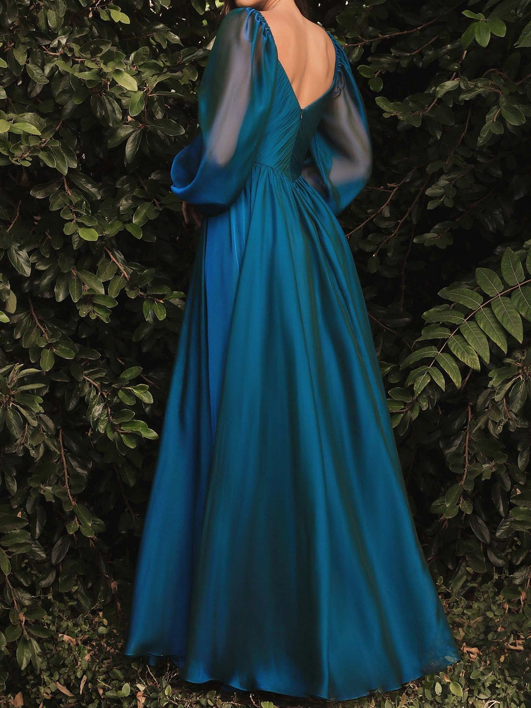 A-Line/Princess V-Neck Long Sleeves Floor-length Evening Dresses