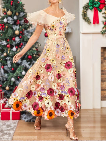 A-Line/Princess Cocktail Dress Wedding Party Ankle-Length Long Dresses With Embroidery Froal