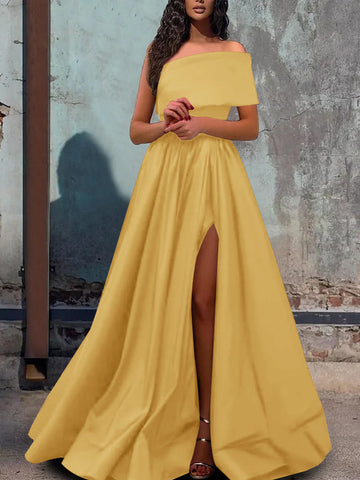 A-Line/Princess One-Shoulder Floor-length Evening Dresses