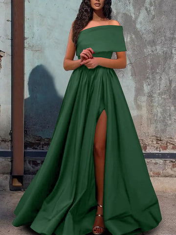 A-Line/Princess One-Shoulder Floor-length Evening Dresses