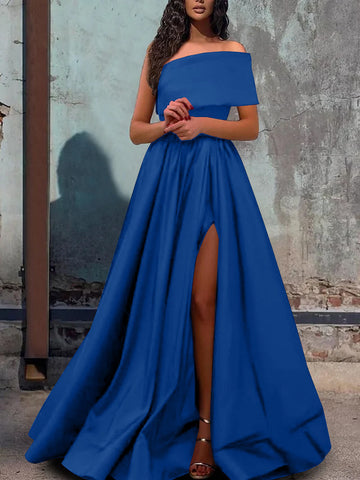A-Line/Princess One-Shoulder Floor-length Evening Dresses