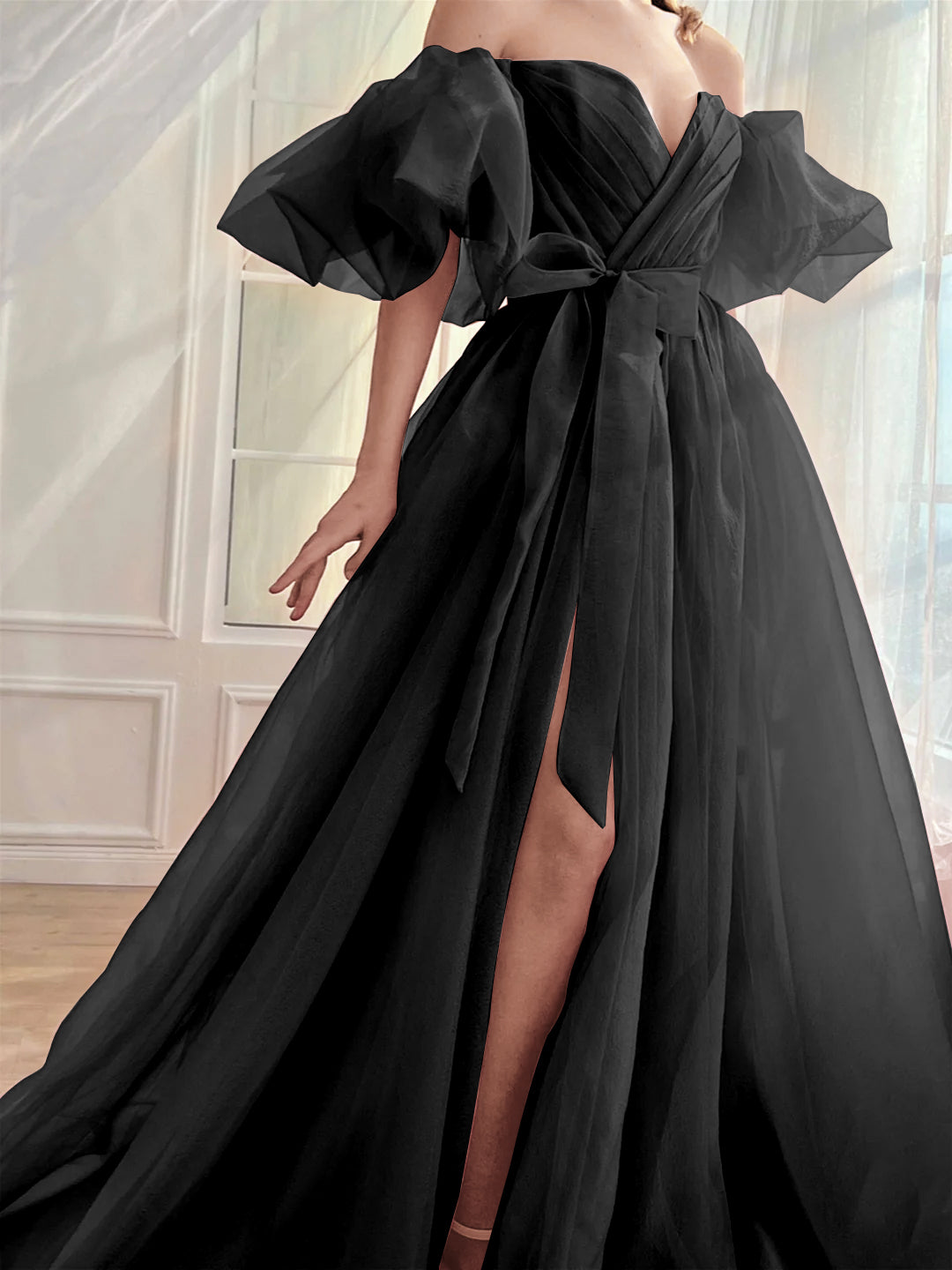 A-Line/Princess  Hot Pink Prom Dress Tulle Sweetheart Off-the-Shoulder Floor Length Formal Dress