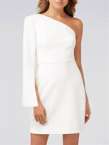Sheath/Column One Shoulder Long Sleeve Homecoming Dresses