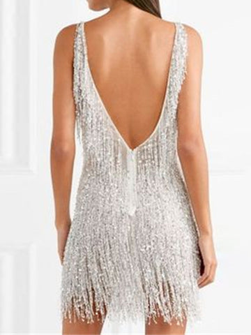 1920s Sheath/Column V-Neck Sequins Vintage Costume Party Dresses