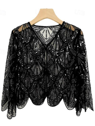 1920s Coat Shawls Women's Sequins  Vintage Party Shawl
