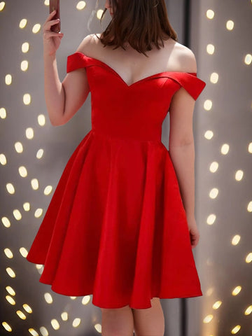 A-Line/Princess Off-the-Shoulder Sleeveless Short/Mini Party Dance Homecoming Dress