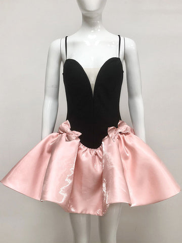 A-Line/Princess Spaghetti Straps Sleeveless Sweet Mini/Short Homecoming Dresses with Bow