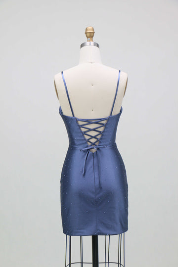 Sheath/Column Spaghetti Straps Sleeveless Short/Mini Homecoming Dresses with Sequins
