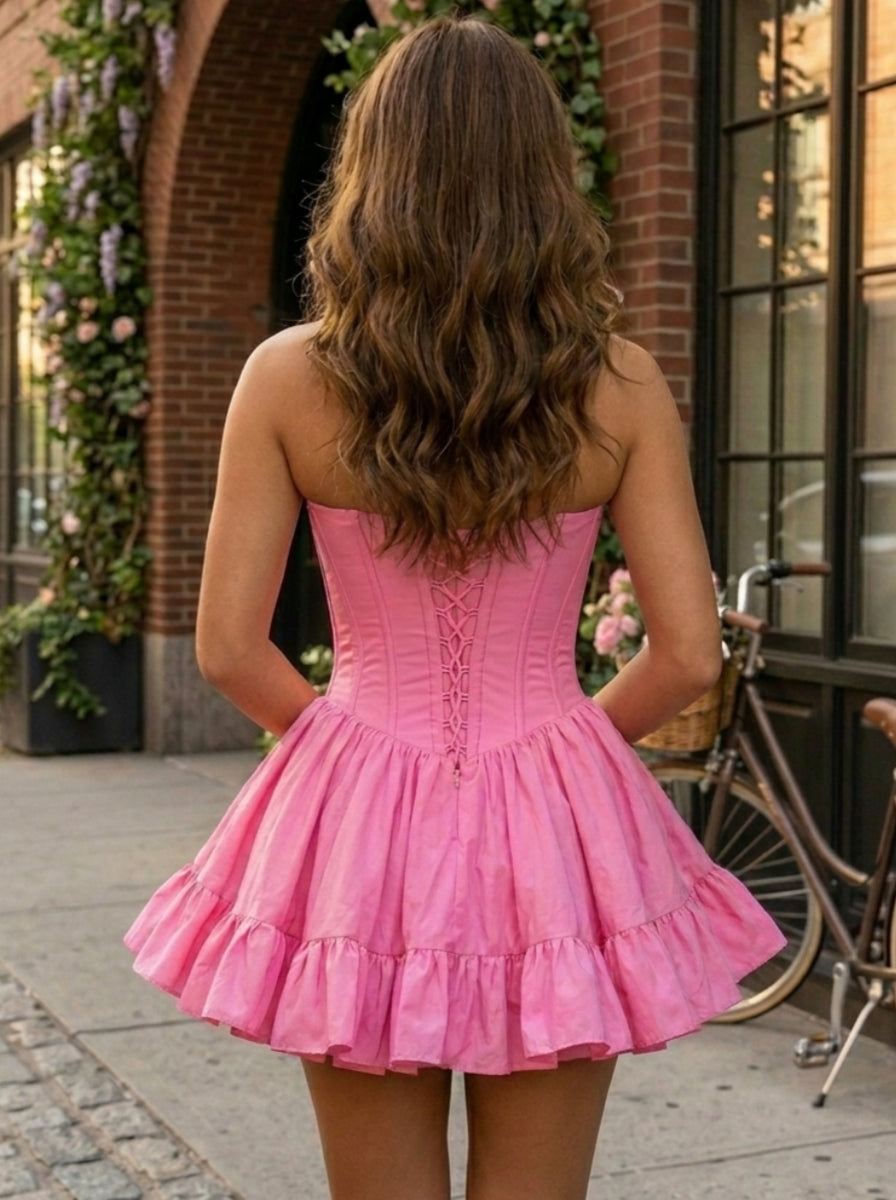 A-Line/Princess Strapless Taffeta Homecoming Dresses Sleeveless Short/Mini Bowknot Beading