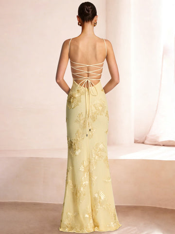 Sheath/Column Long Prom Dresses Basque Waist Spaghetti Straps&Sweetheart Sleeveless Floor-length With Flower Appliques