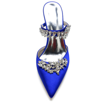Women's Wedding Pointed Toe Elegant High Heel Bridal Shoes with Rhinestones