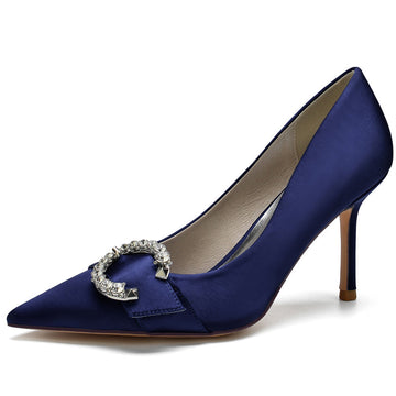 Women's Wedding Elegant Pointed Toe Bridal Shoes with Circle Rhinestones