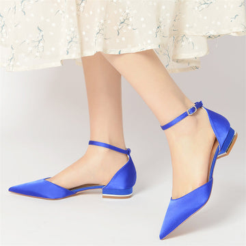 Women's Wedding Shoes Pointed Toe Low Heel Minimalist Bridal Shoes