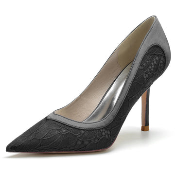 Women's Wedding Elegant Pointed Toe High Heel Minimalist Lace Bridal Shoes
