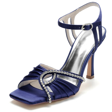 Women's Wedding Shoes High Heel Opened Toe Bridal Shoes with Rhinestones