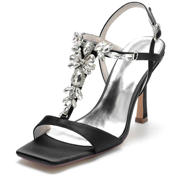Women's Wedding Shoes Opened Toe High Heel Bridal Shoes with Rhinestones