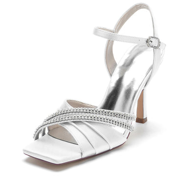 Women's Wedding Shoes Opened Toe High Heel Elegant Bridal Shoes with Crystals