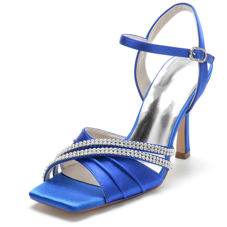 Women's Wedding Shoes Opened Toe High Heel Elegant Bridal Shoes with Crystals