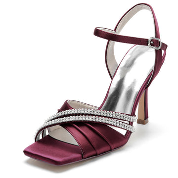 Women's Wedding Shoes Opened Toe High Heel Elegant Bridal Shoes with Crystals