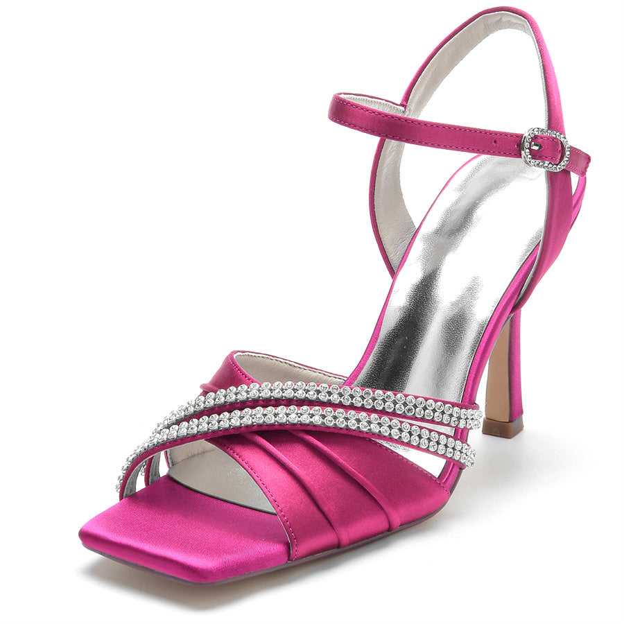 Women's Wedding Shoes Opened Toe High Heel Elegant Bridal Shoes with Crystals