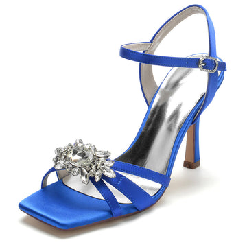 Women's Wedding Shoes Opened Toe High Heel Elegant Bridal Shoes with Rhinestones