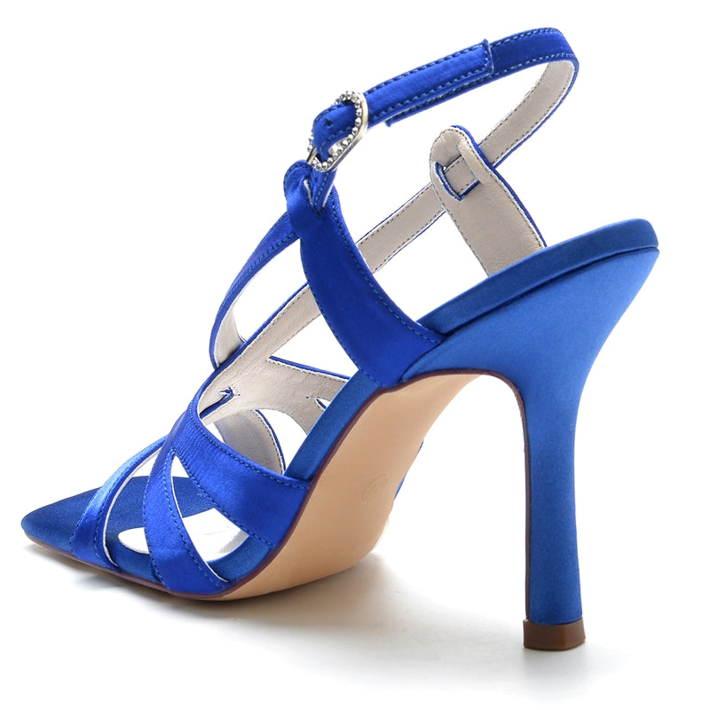 Women's Wedding Shoes High Heel Square Toe Bridal Shoes with Crossed Straps