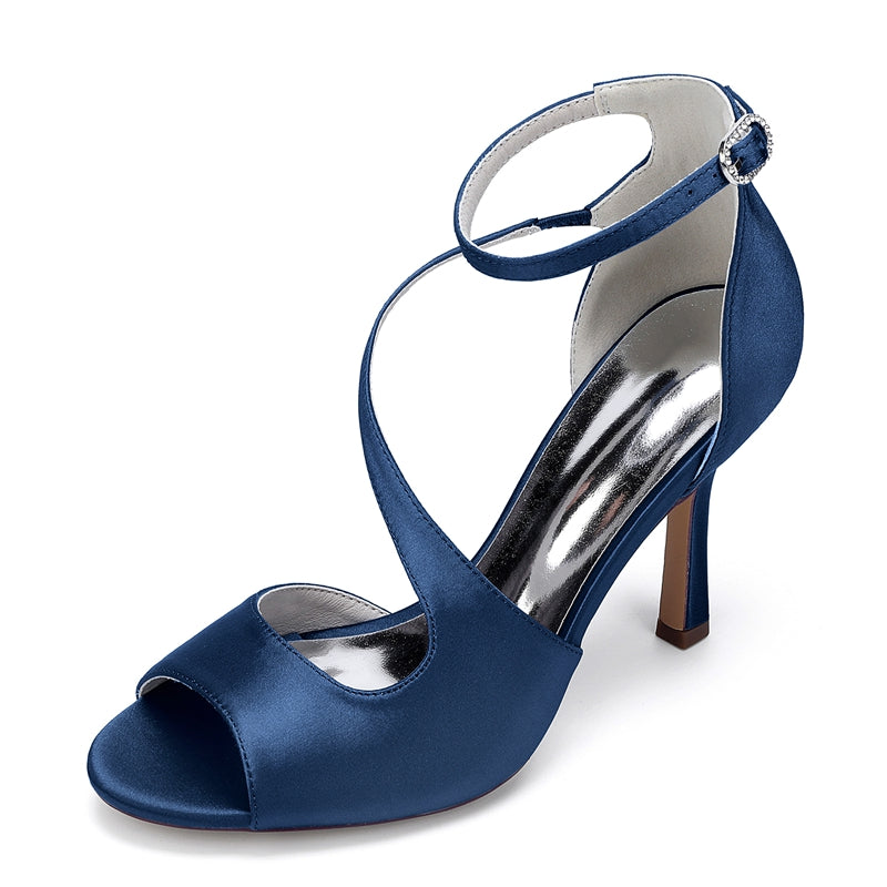 Women's Wedding Shoes Peep Toe High Heel Ankle Strap Bridal Shoes