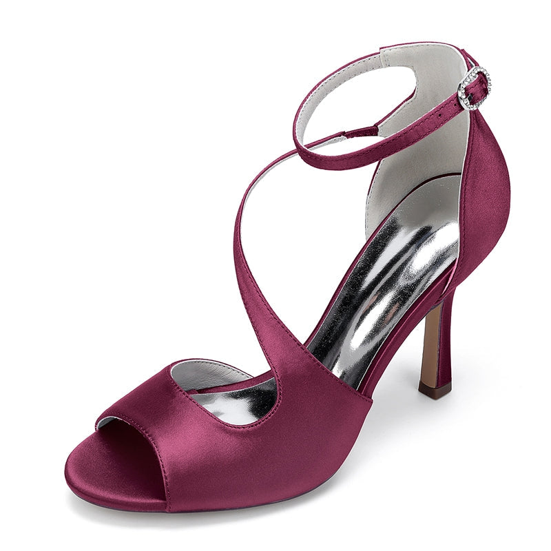 Women's Wedding Shoes Peep Toe High Heel Ankle Strap Bridal Shoes