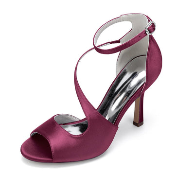 Women's Wedding Shoes Peep Toe High Heel Ankle Strap Bridal Shoes