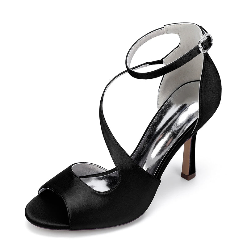 Women's Wedding Shoes Peep Toe High Heel Ankle Strap Bridal Shoes