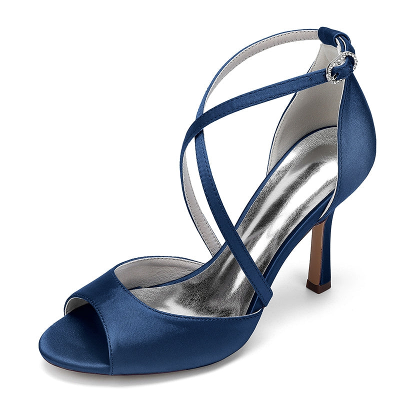 Women's Wedding Shoes Peep Toe High Heel Crossed Straps Bridal Shoes