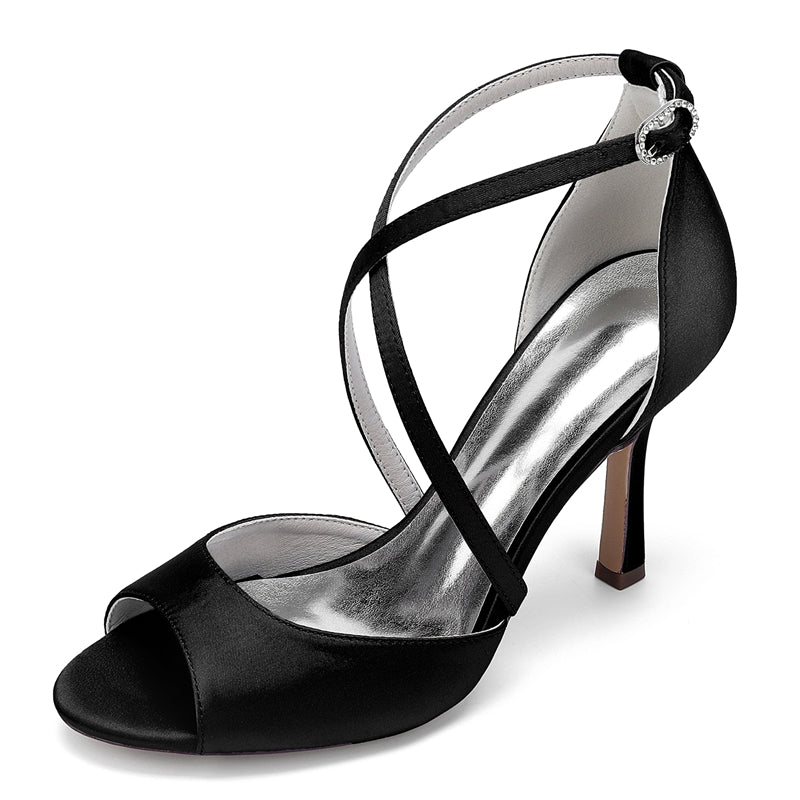 Women's Wedding Shoes Peep Toe High Heel Crossed Straps Bridal Shoes