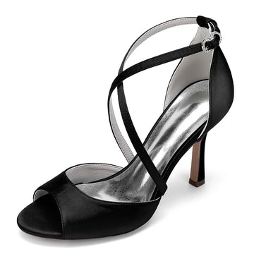 Women's Wedding Shoes Peep Toe High Heel Crossed Straps Bridal Shoes