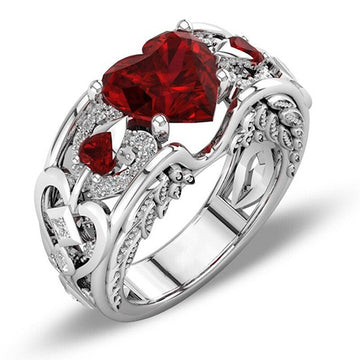 Heart Shaped Square Zircon Couple Ring Valentine's Day Engagement Wedding Jewelry