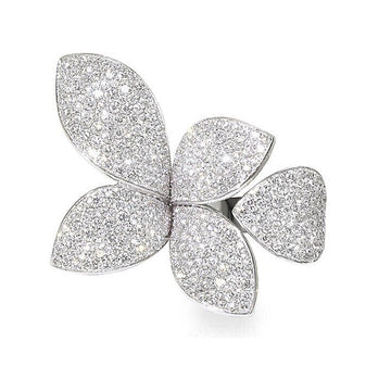 Adjustable 4-Leaf Flower Rhinestone Art Ring