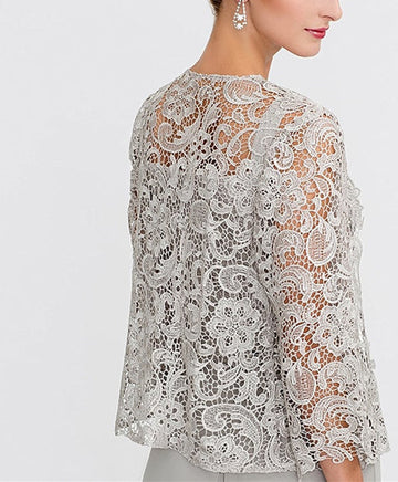 Women's Wedding Guest 3/4 Length Sleeves Floral Lace Bolero Coats / Jackets