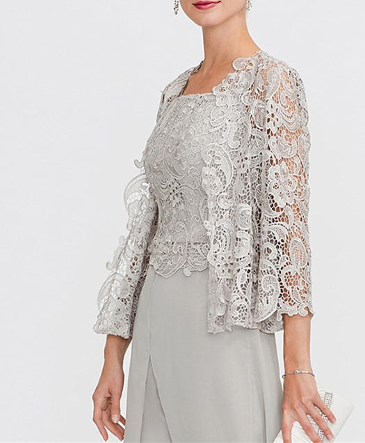 Women's Wedding Guest 3/4 Length Sleeves Floral Lace Bolero Coats / Jackets