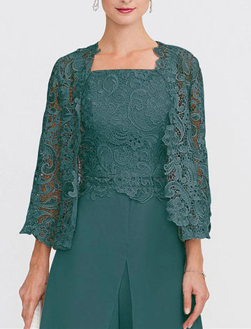 Women's Wedding Guest 3/4 Length Sleeves Floral Lace Bolero Coats / Jackets