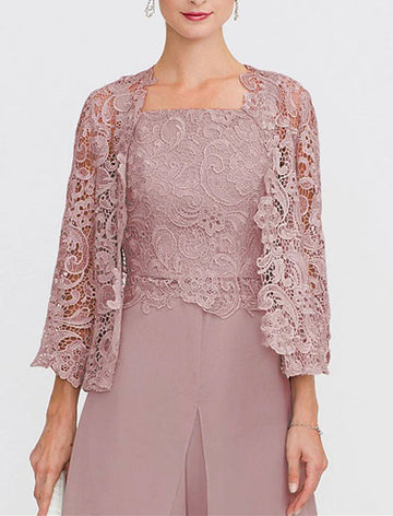 Women's Wedding Guest 3/4 Length Sleeves Floral Lace Bolero Coats / Jackets