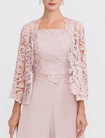 Women's Wedding Guest 3/4 Length Sleeves Floral Lace Bolero Coats / Jackets