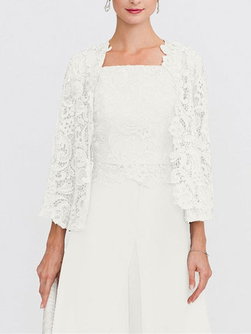 Women's Wedding Guest 3/4 Length Sleeves Floral Lace Bolero Coats / Jackets