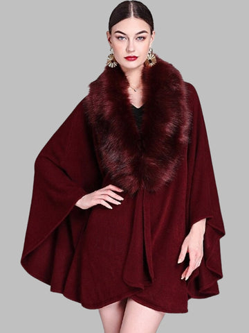 Women's Faux Solid Colored Winter Wedding Party Cape Warm Wrap/Shawls