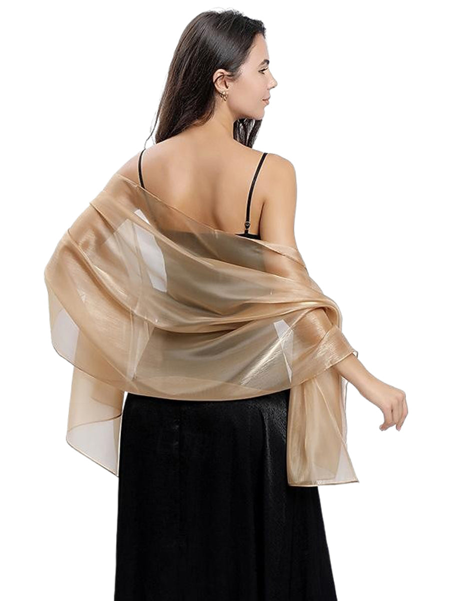 Women's Sheer Pure Color Silk Soft Wedding Formal Shawl