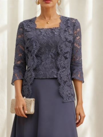 Women's Coats /Jackets 3/4 Length Sleeves Floral Lace