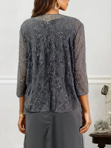 Women's Coats /Jackets Lace 3/4 Length Sleeves Warps