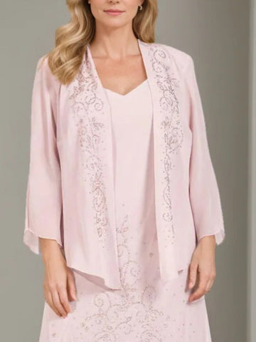 Chiffon Long Sleeves Jacket Sequins Asymmetrical Wraps