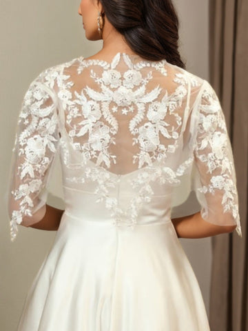 Tulle Jackets Half Sleeves Lace Wraps See Through