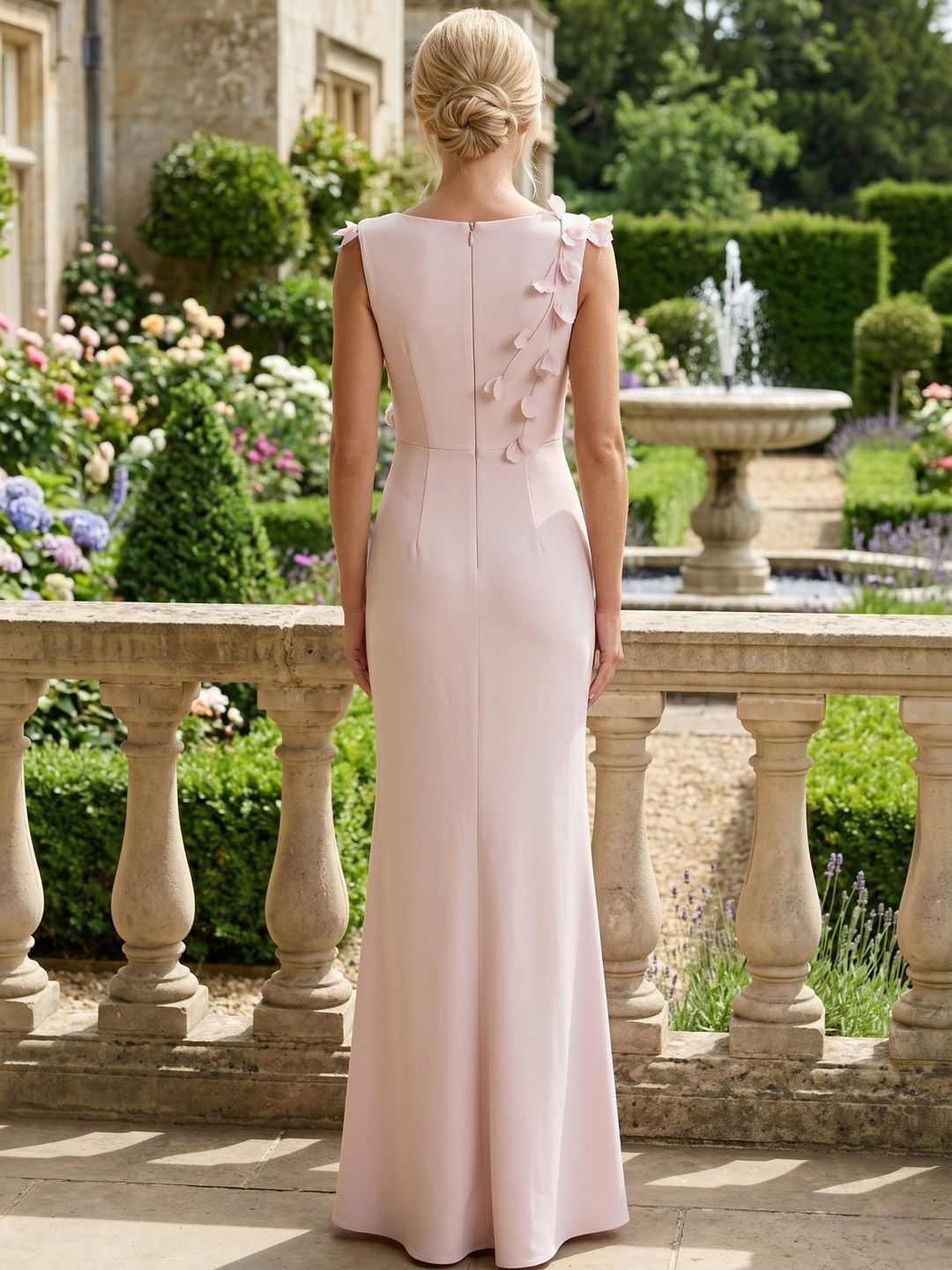 A-Line Evening Dresses Elegant Floral Sleevelss Floor-Length Spaghetti Straps Pink Summer Dress