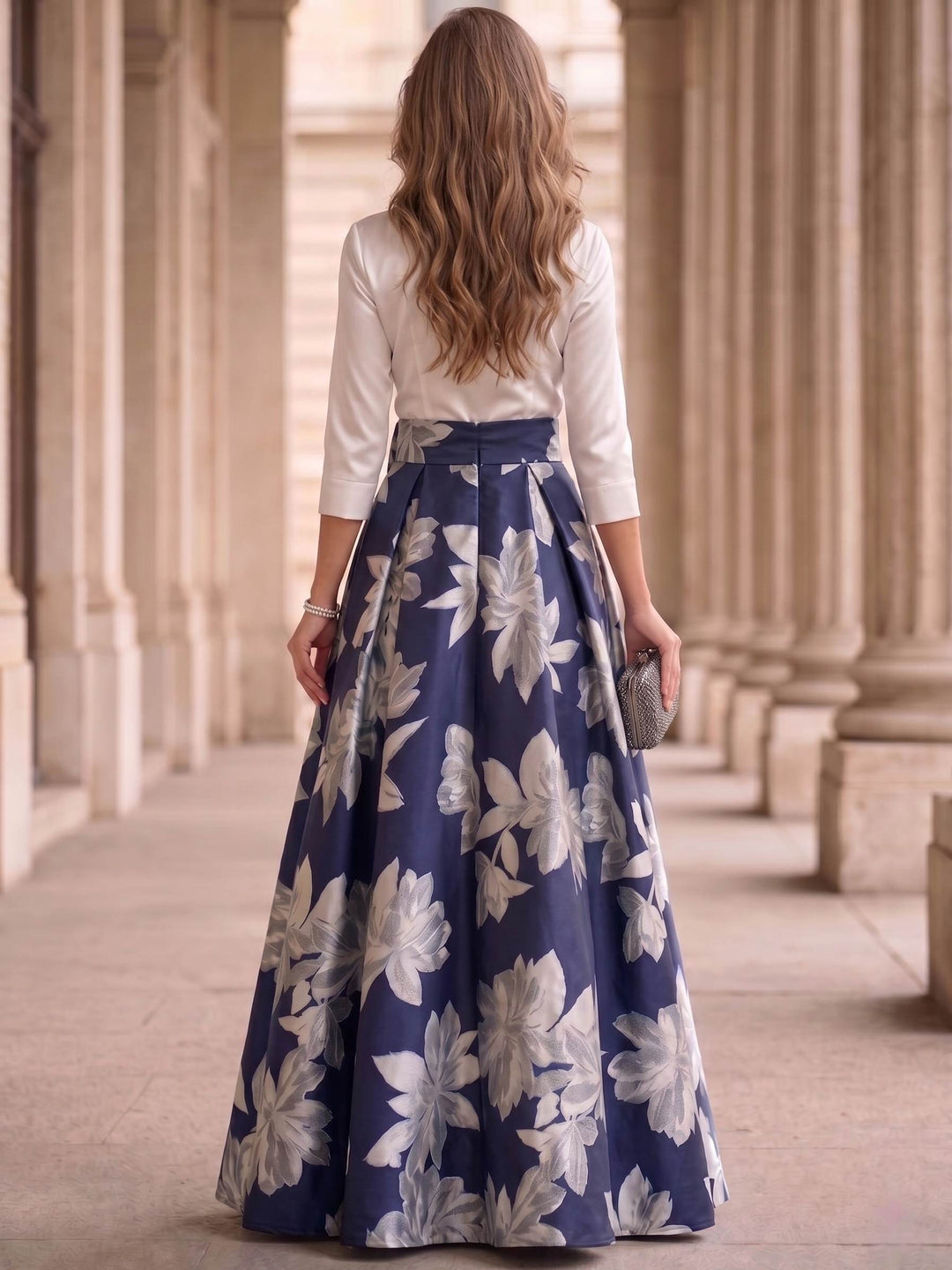 A-Line/Princess Elegant Mother of the Bride & Groom Dresses Shirt Collar 3/4 Sleeves Printed Flower